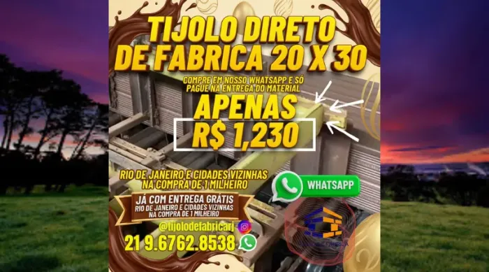 tijolo 10 furos 20x30 para pequenas obras 