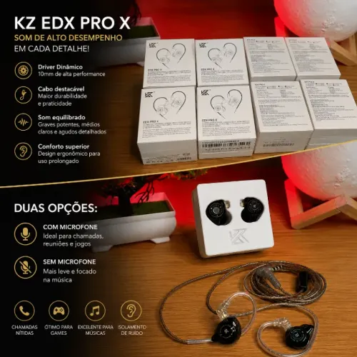 Fone KZ EDX PRO X Original Hi-Fi Gamer Música Cabo Removível (NOVO LACRADO)