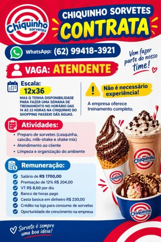 Vaga Atendente 12x36