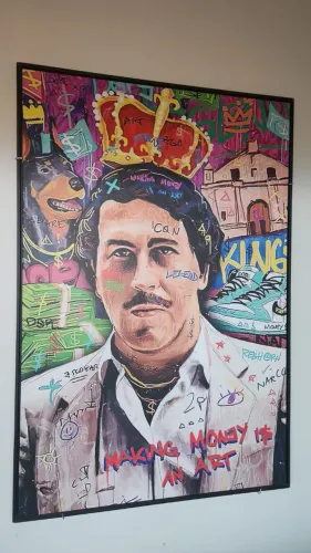 3 Quadros Decorativos Grandes - Pablo Escobar, Al Capone e Don Corleone