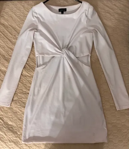 Vestido branco recortes lateral top shop