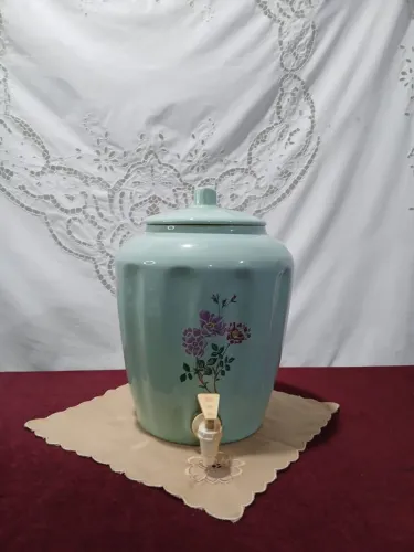 Antigo filtro Talha D Agua de Louça decada de 60 Detalhes Flores ?