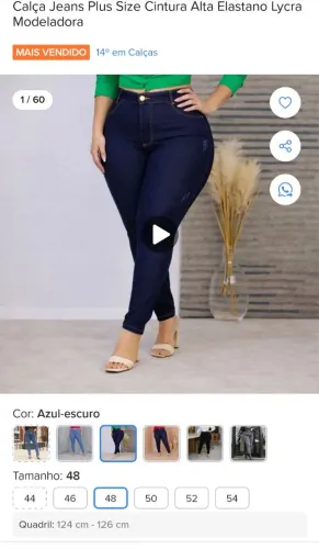 Calça jeans azul nova tamanho 48