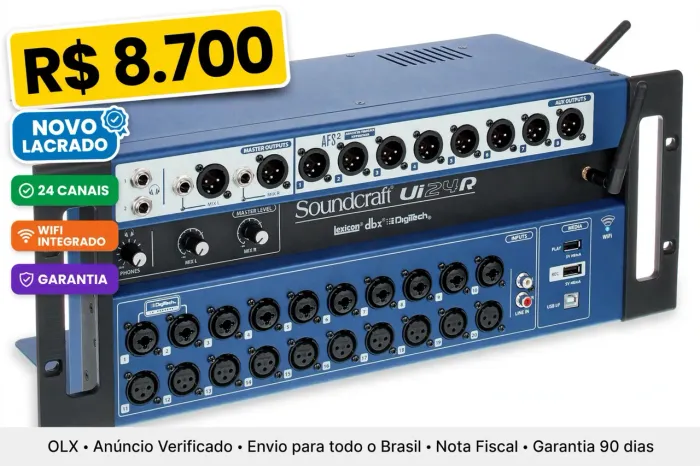Soundcraft Ui24R Nova Lacrada - 24 Canais - WiFi - Nota Fiscal + Garantia