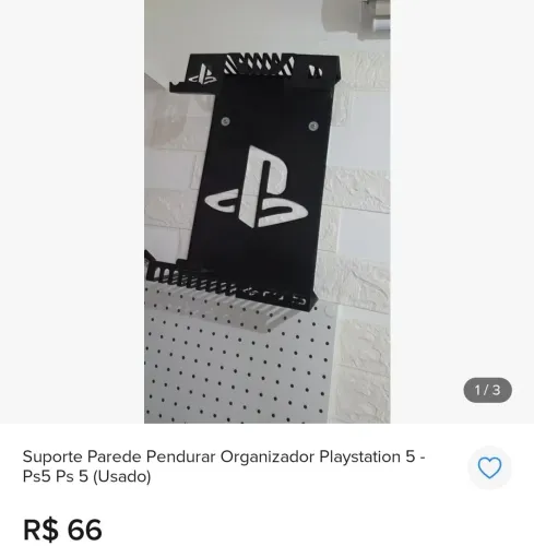 Suporte ps5 metal preto parede
