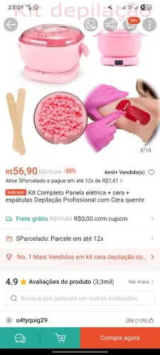 Kit Depilação panelinha de silicone