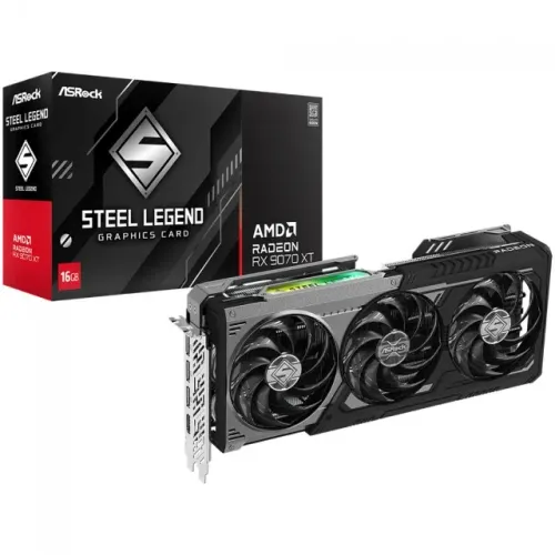 Placa de Vídeo ASRock RX 9070 XT Steel Legend Dark 16GB GDDR6 FSR Ray Tracing [nova]