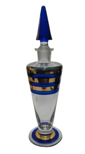 Licoreira vintage com um design que combina estilo Art Decô e Boêmio. O item apresenta uma