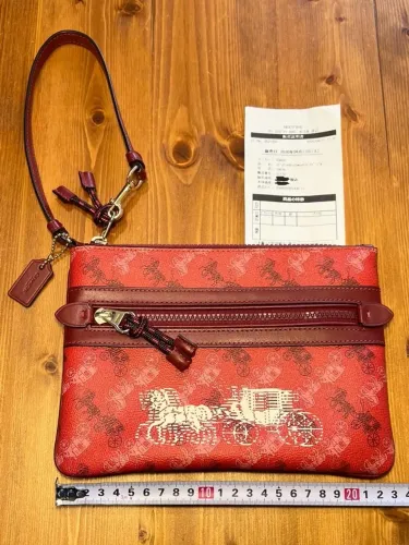 bolsa clutch coach gallery pouch horse carriage vermelha 100% original