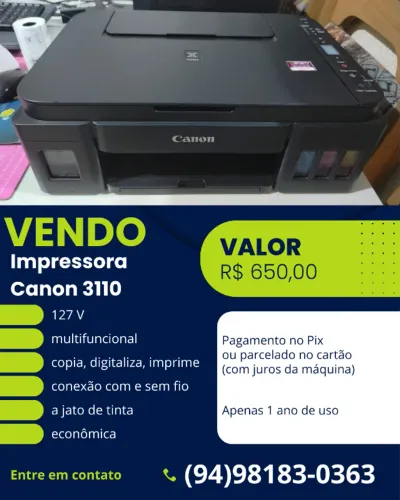 IMPRESSORA CANON G3110 - USADA