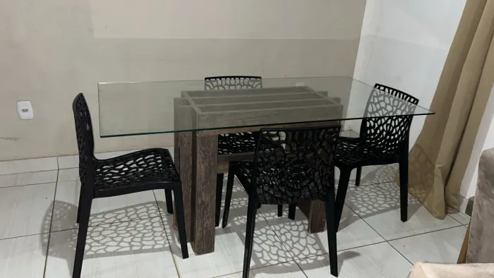 Mesa Tampa de Vidro 6 Lugares