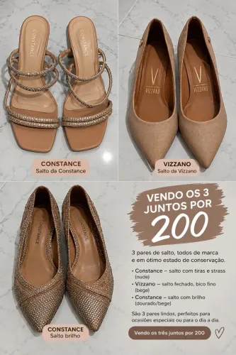 3 Saltos Femininos Constance e Vizzano - Tamanhos 34/35 - R$200 os 3