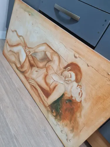 Quadro nu artístico pintado a mão.