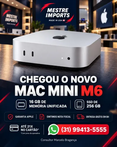 Mac mini M6 16 GB de memória unificada e SSD de 256 GB