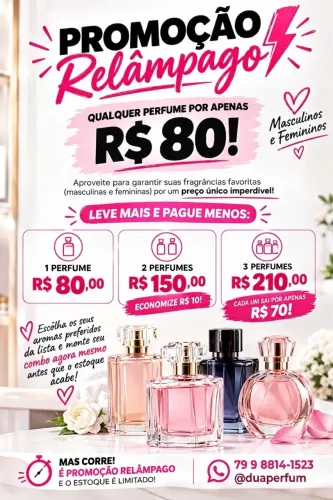 Perfumes Masculinos e Femininos | Promoção Imperdível R$ 80