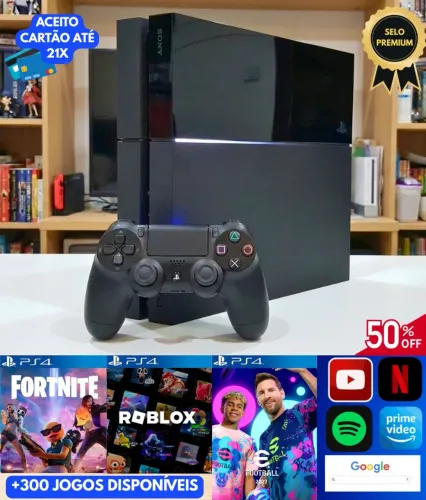 OPORTUNIDADE! PS4 BLACK PIANO + 300 JOGOS DISPONÍVEIS