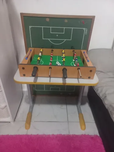 Totó jogo de futebol de mesa mini pebolim de madeira com bolas inclusa