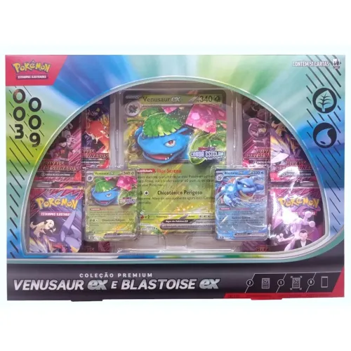 Box Coleção Premium Pokémon - Venusaur ex & Blastoise ex (Lacrada)