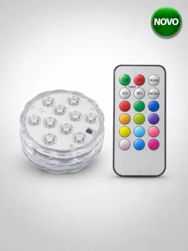 Luminária LED RGB Submersível com Controle Remoto À Prova d?Água