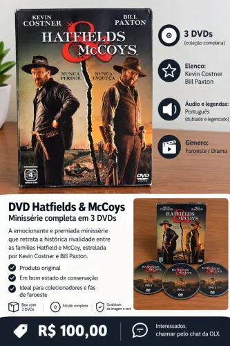 DVD Hatfields & McCoys - Kevin Costner - 3 DVDs