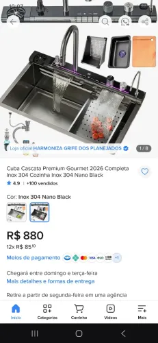 Cuba cascata inox gourmet completa