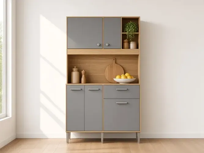 Kit Cozinha Liv 1,20m 5P 1G Freijó/Gris (NOVO A PRONTA ENTREGA)