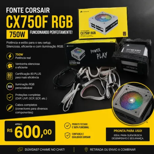 FONTE CORSAIR CX750F RGB 750W