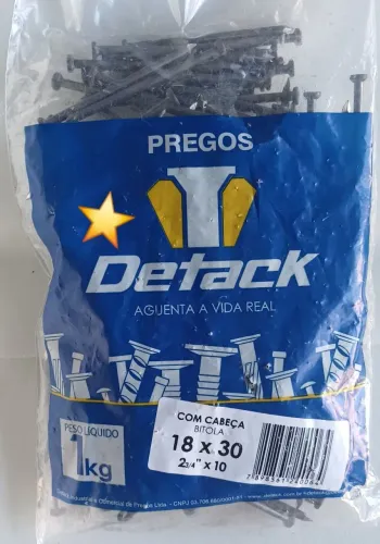 Pregos 18x30 R$ 11,00 kg - Polidos com cabeça - Caixa com 20kg 