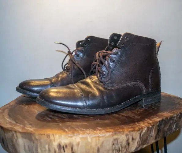 sapato de couro de cano medio, vintage zara