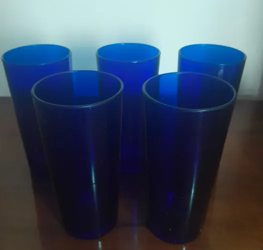 05 Copos Long Drink Azul Cobalto 