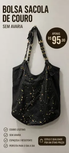 Bolsa sacola de couro sem avaria por 120 reais