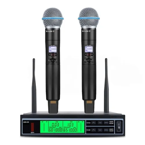 Microfone Sem Fio Duplo Metal Adx24 Beta 58a Profissional Shure