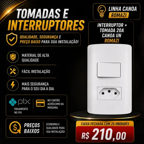 Interruptor +tomada (cx com 25 unidades)