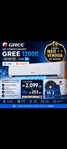 Ar Gree INVERTER 12000, Quente e frio. Novo..