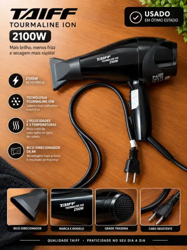 Secador Taiff Tourmaline Íon 2100W Profissional 127V