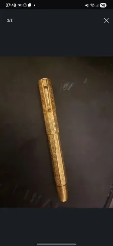 Caneta banhada en ouro 18 antiga