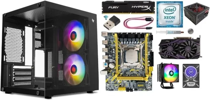 PC XEON E5 2680 V4 8gb + RX580 + Gabinete + SSD + HD + Cooler