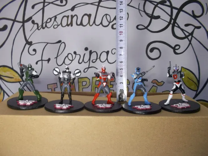 Coleção x5 miniaturas CYBERCOPS 5cm Júpiter Mercúrio Marte Saturno Lucifer