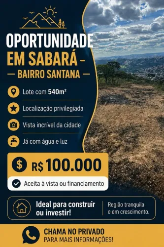 Vendo lote em Sabará, bairro Santana ruas das acácias.