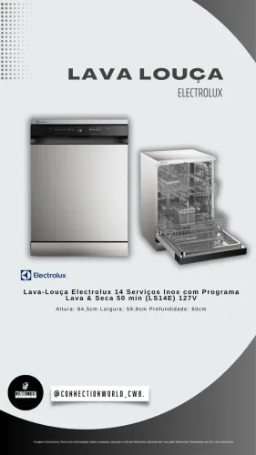 Lava-Louça Electrolux 14 Serviços Inox com Programa Lava & Seca 50 min (LS14E) - 127V