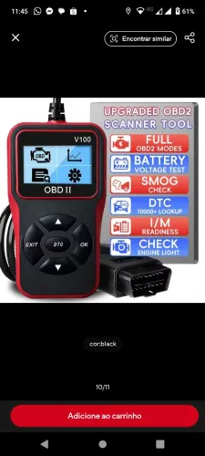 Scanner Automotivo OBD2 Ler e Apaga Códigos de Erros