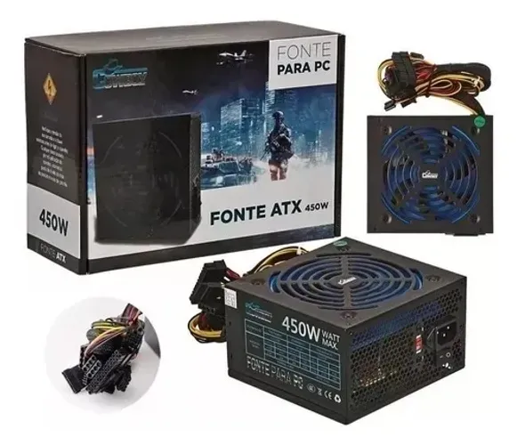 Fonte Atx Gamer 450w Reais Silenciosa Computador Pc Bivolt