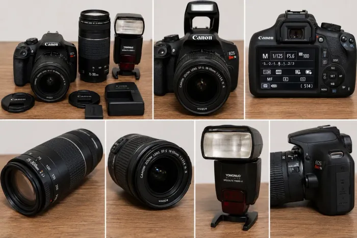 Canon EOS Rebel T6 + 2 Lentes + Flash Externo - Kit Completo para Fotografia