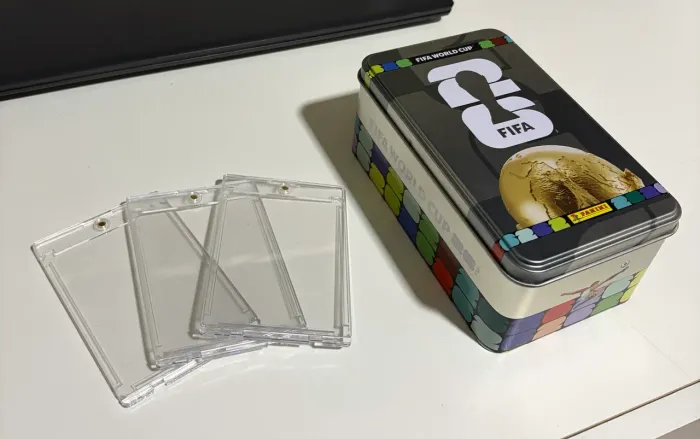 Lata para figurinhas + 3 case magnética figurinhas 