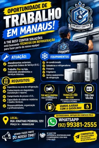 ? OPORTUNIDADE DE TRABALHO EM MANAUS! ?
