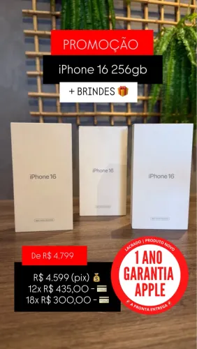 iPhone 16 256gb - Novo, Lacrado - 1 ano Garantia Apple