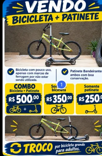 Bicicleta e Patinete.