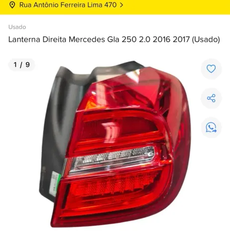 LANTERNA DIREITA MERCEDES GLA 250 2016/2017 