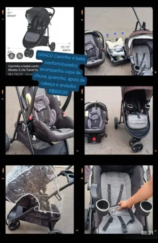 Carrinho com bebê conforto Graco