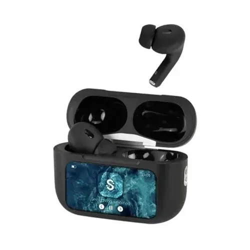 Fone de Ouvido Bluetooth Smartfy FS01 com Tela LCD Inteligente TWS - Preto - Som Premium